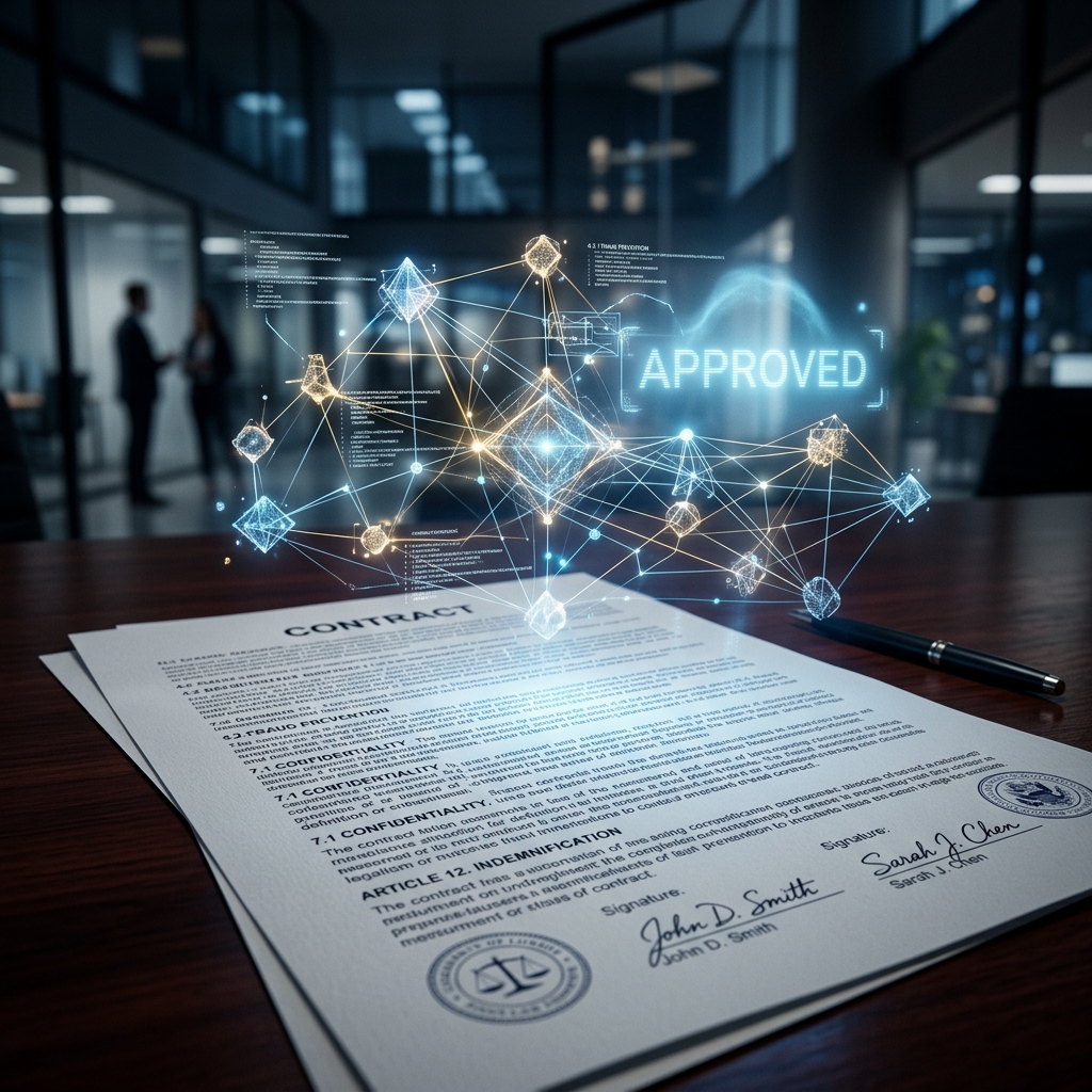 Contrato sendo analisado por inteligência artificial